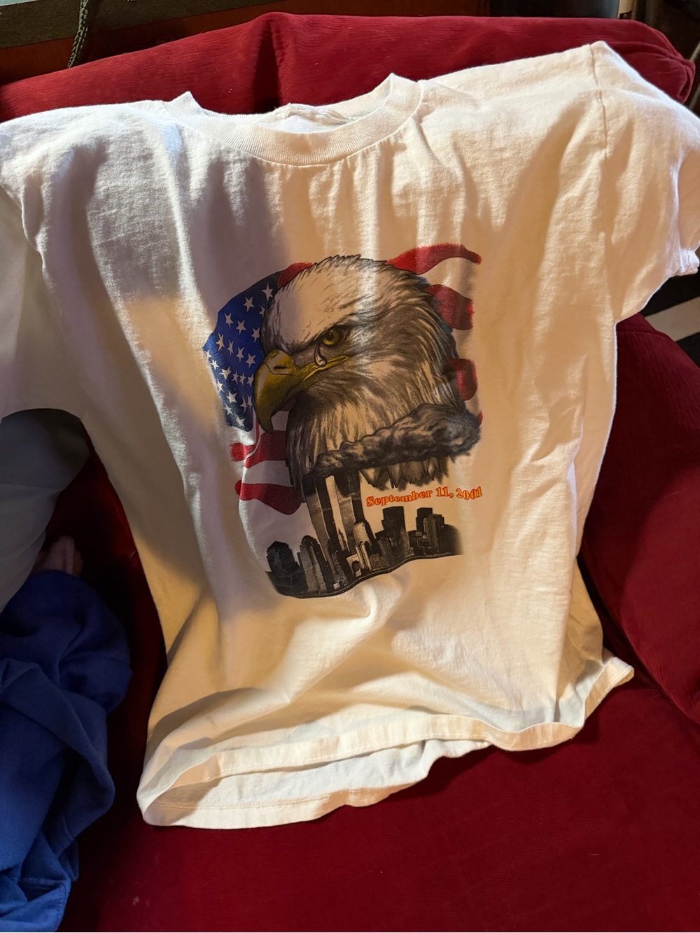 White Graphic Eagle Patriotic Tee - Women